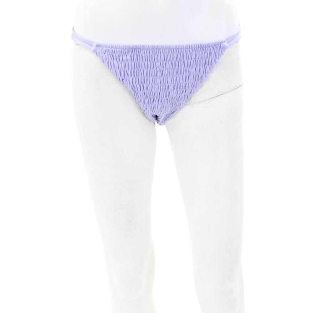 Tori Praver Womens Mickey Smocked Textured Slip-On Bikini Bottom Purple Size L